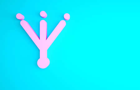 Pink Bird footprint icon isolated on blue background. Animal foot. Minimalism concept. 3d illustration 3D renderの写真素材