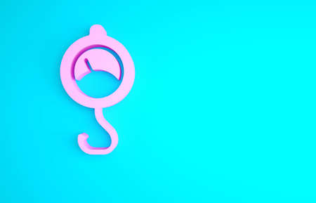 Pink Spring scale icon isolated on blue background. Balance for weighing. Determination of weight. Minimalism concept. 3d illustration 3D renderの写真素材
