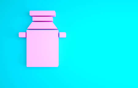 Pink Can container for milk icon isolated on blue background. Minimalism concept. 3d illustration 3D renderの写真素材