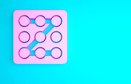 Pink Graphic password protection and safety access icon isolated on blue background. Security, safety, protection, privacy concept. Minimalism concept. 3d illustration 3D renderの写真素材