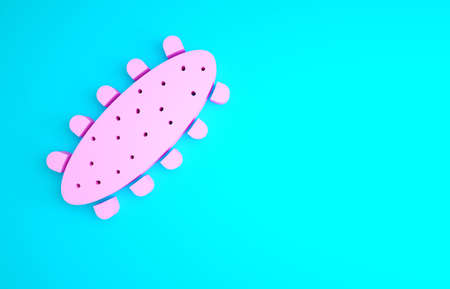 Pink Sea cucumber icon isolated on blue background. Marine food. Minimalism concept. 3d illustration 3D renderの写真素材