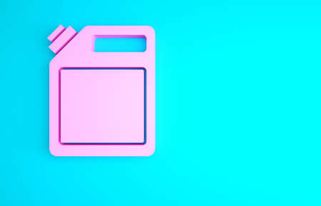 Pink Canister for gasoline icon isolated on blue background. Diesel gas icon. Minimalism concept. 3d illustration 3D renderの写真素材