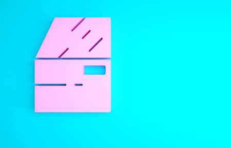 Pink Car door icon isolated on blue background. Minimalism concept. 3d illustration 3D renderの写真素材