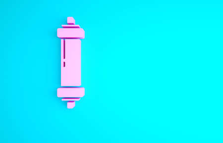 Pink Shock absorber icon isolated on blue background. Minimalism concept. 3d illustration 3D renderの写真素材