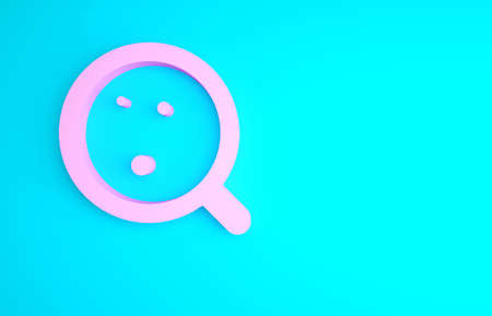 Pink Coffee cup icon isolated on blue background. Tea cup. Hot drink coffee. Minimalism concept. 3d illustration 3D renderの写真素材