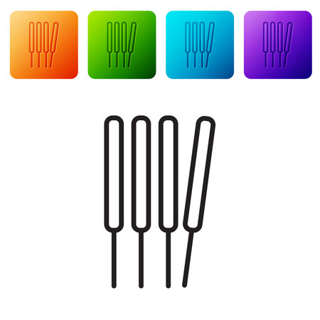 Black line Aroma sticks, incense, aromas icon isolated on white background. Set icons in color square buttons. Vectorのイラスト素材