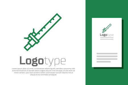 Green line Bamboo flute indian musical instrument icon isolated on white background.のイラスト素材