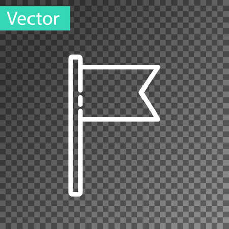 White line Flag icon isolated on transparent background. Location marker symbol. Vectorのイラスト素材