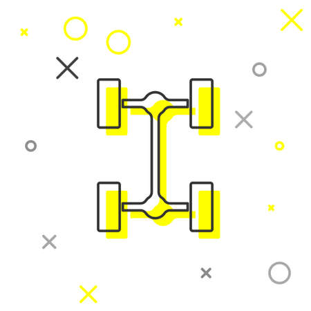 Grey line Chassis car icon isolated on white background. Vectorのイラスト素材