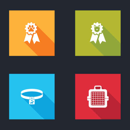 Set Pet award symbol, Dog, collar and carry case icon. Vectorのイラスト素材