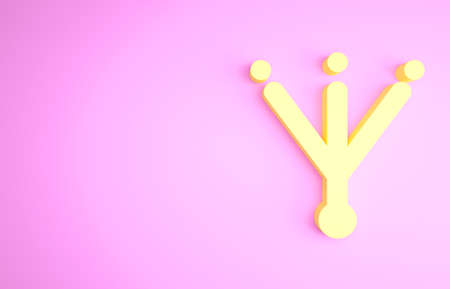 Yellow Bird footprint icon isolated on pink background. Animal foot. Minimalism concept. 3d illustration 3D renderの写真素材