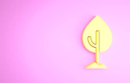 Yellow Tree icon isolated on pink background. Forest symbol. Minimalism concept. 3d illustration 3D renderの写真素材