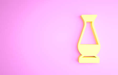 Yellow Indian vase icon isolated on pink background. Minimalism concept. 3d illustration 3D renderの写真素材