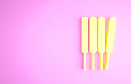 Yellow Aroma sticks, incense, aromas icon isolated on pink background. Minimalism concept. 3d illustration 3D renderの写真素材