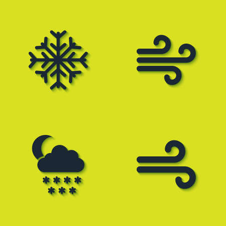 Set Snowflake, Wind, Cloud with snow and moon and icon. Vectorのイラスト素材