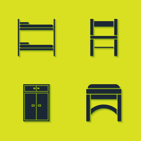 Set Bunk bed, Chair, Wardrobe and icon. Vectorのイラスト素材