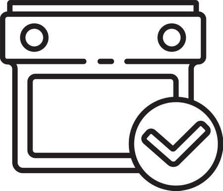 Black line Calendar with check mark icon isolated on white background. Vectorのイラスト素材