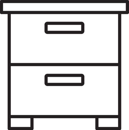 Black line Furniture nightstand icon isolated on white background. Vectorのイラスト素材