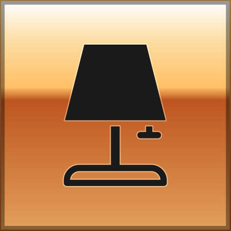 Black Table lamp icon isolated on gold background. Vectorのイラスト素材