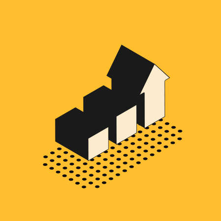 Isometric Financial growth icon isolated on yellow background. Increasing revenue. Vectorのイラスト素材