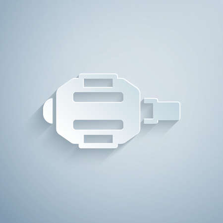 Paper cut Bicycle pedal icon isolated on grey background. Paper art style. Vectorのイラスト素材