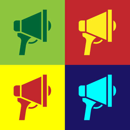 Pop art Megaphone icon isolated on color background. Speaker sign. Vectorのイラスト素材
