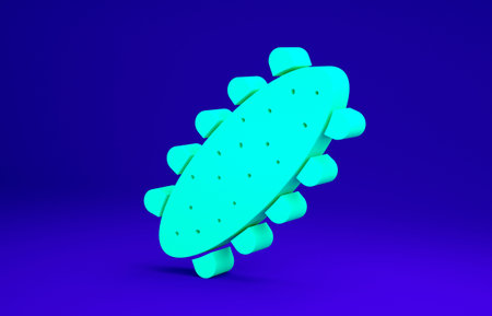 Green Sea cucumber icon isolated on blue background. marine food. Minimalism concept. 3d...