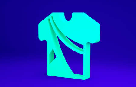 Green Indian man dress traditional hindu clothes with long shirt icon isolated on blue background. Minimalism concept. 3d illustration 3D renderの写真素材