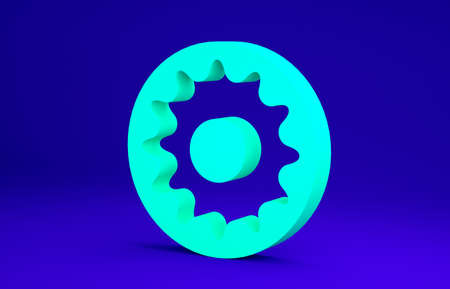 Green Chakra icon isolated on blue background. Minimalism concept. 3d illustration 3D renderの写真素材