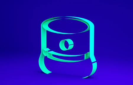 Green Kepi icon isolated on blue background. Cap army uniform headgear. Historic general hat....