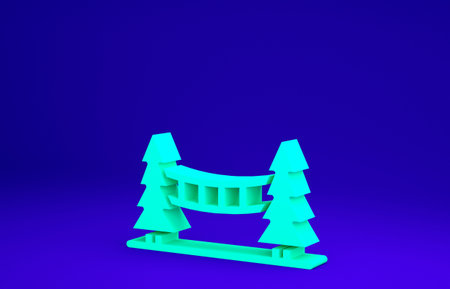 Green Capilano Suspension Bridge in Vancouver, Canada icon isolated on blue background. Minimalism...
