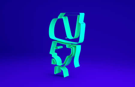 Green Ukrainian cossack icon isolated on blue background. Minimalism concept. 3d illustration 3D renderの写真素材