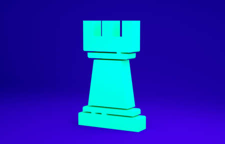 Green Chess icon isolated on blue background. Business strategy. Game, management, finance. Minimalism concept. 3d illustration 3D renderの写真素材