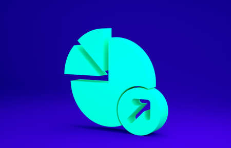 Green Financial growth icon isolated on blue background. Increasing revenue. Minimalism concept. 3d illustration 3D renderの写真素材