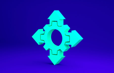 Green Project team base icon isolated on blue background. Business analysis and planning,...
