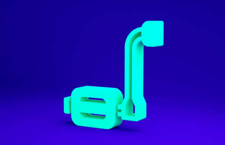 Green Bicycle pedal icon isolated on blue background. Minimalism concept. 3d illustration 3D renderの写真素材
