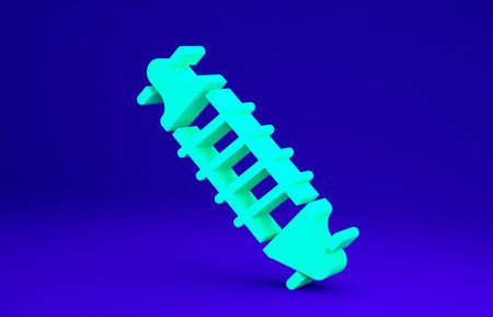 Green Bicycle suspension icon isolated on blue background. Minimalism concept. 3d illustration 3D renderの写真素材