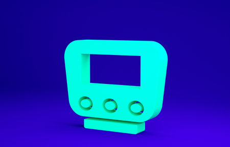 Green Bicycle speedometer icon isolated on blue background. Minimalism concept. 3d illustration 3D...
