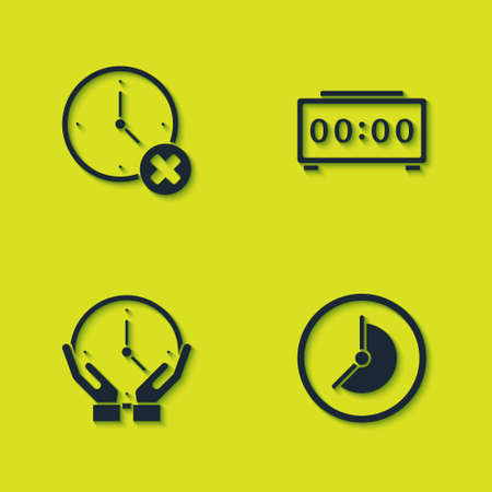 Set Clock delete, , and Digital alarm clock icon. Vectorのイラスト素材