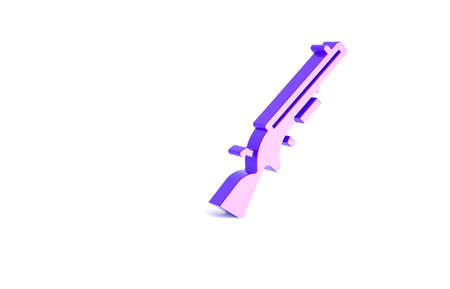 Purple Shotgun icon isolated on white background. Hunting gun. Minimalism concept. 3d illustration 3D renderの写真素材