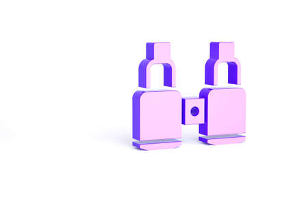 Purple Binoculars icon isolated on white background. Find software sign. Spy equipment symbol. Minimalism concept. 3d illustration 3D renderの写真素材