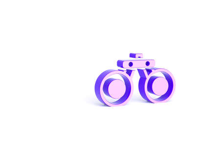 Purple Binoculars icon isolated on white background. Find software sign. Spy equipment symbol. Minimalism concept. 3d illustration 3D renderの写真素材