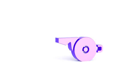 Purple Whistle icon isolated on white background. Referee symbol. Fitness and sport sign. Minimalism concept. 3d illustration 3D renderの写真素材