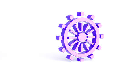 Purple Ship steering wheel icon isolated on white background. Minimalism concept. 3d illustration 3D renderの写真素材