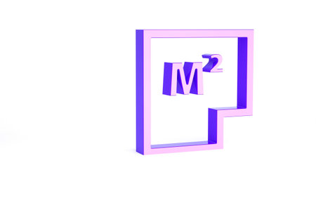 Purple House plan icon isolated on white background. Minimalism concept. 3d illustration 3D render