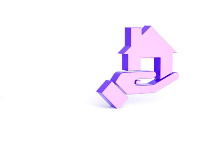Purple Realtor icon isolated on white background. Buying house. Minimalism concept. 3d illustration 3D renderの写真素材
