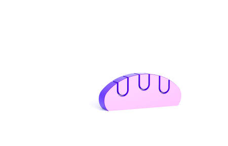 Purple Bread loaf icon isolated on white background. Minimalism concept. 3d illustration 3D renderの写真素材