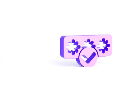 Purple Password protection and safety access icon isolated on white background. Security, safety, protection, privacy concept. Minimalism concept. 3d illustration 3D renderの写真素材
