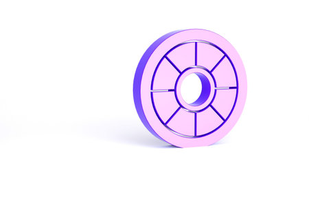 Purple Safe icon isolated on white background. The door safe a bank vault with a combination lock. Reliable Data Protection. Minimalism concept. 3d illustration 3D renderの写真素材