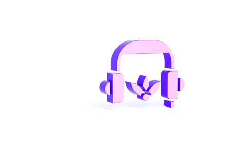 Purple Headphones for meditation icon isolated on white background. Minimalism concept. 3d illustration 3D renderの写真素材